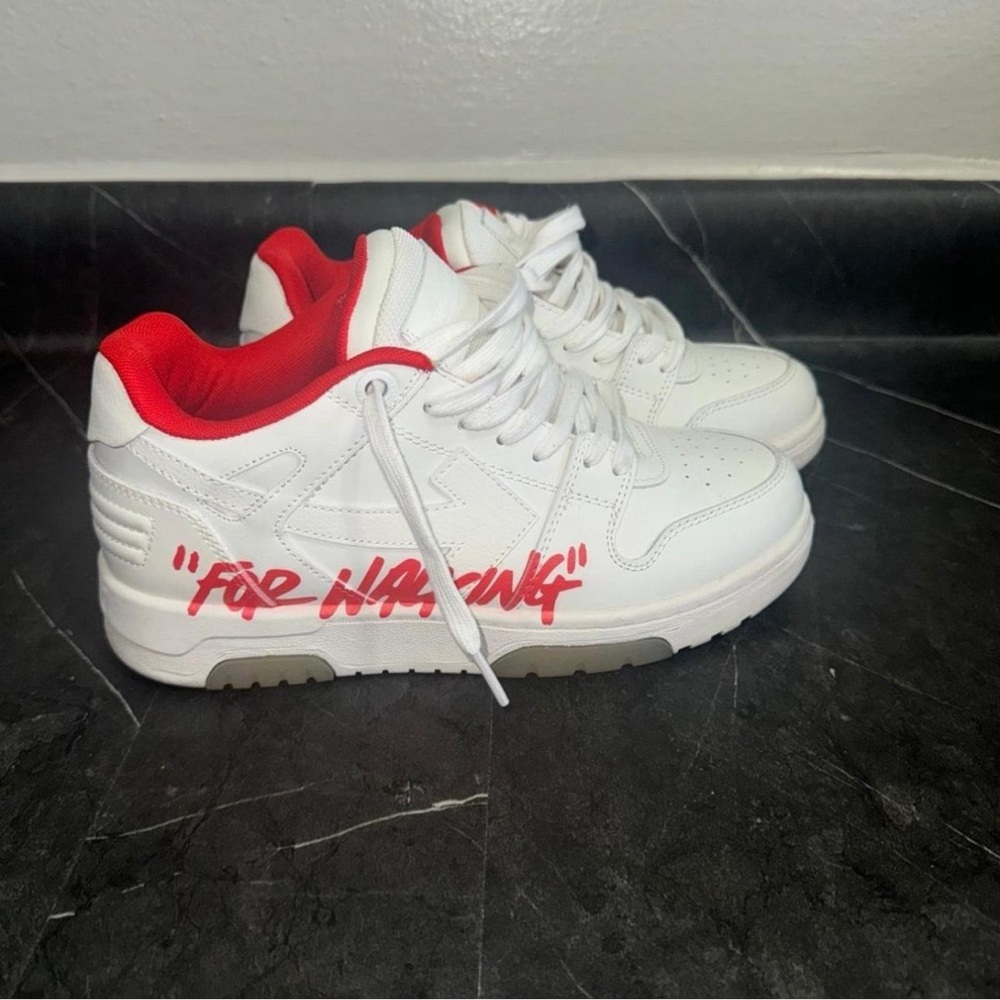 Off-White White and Red Sneakers